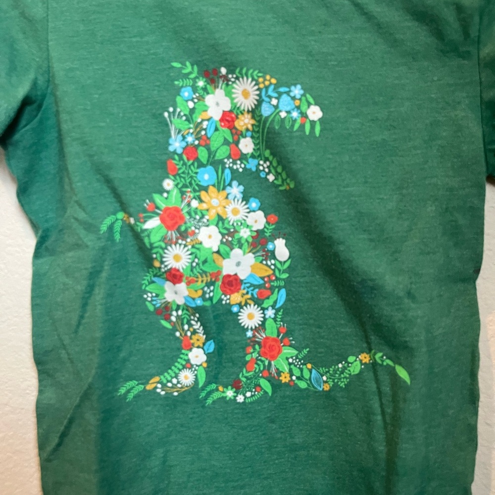 Cat & Jack Green Floral Penguin Tee Short Sleeve